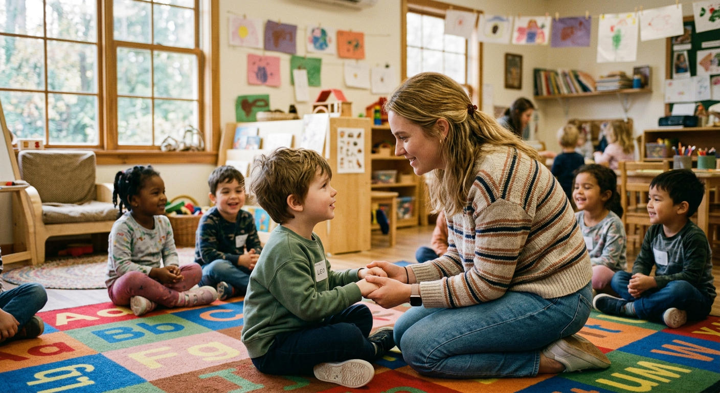 Children in circle time learning about emotions
